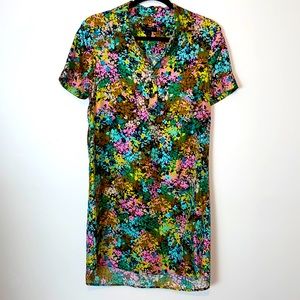 J. Crew Silk Shirt Dress Floral Sz 4